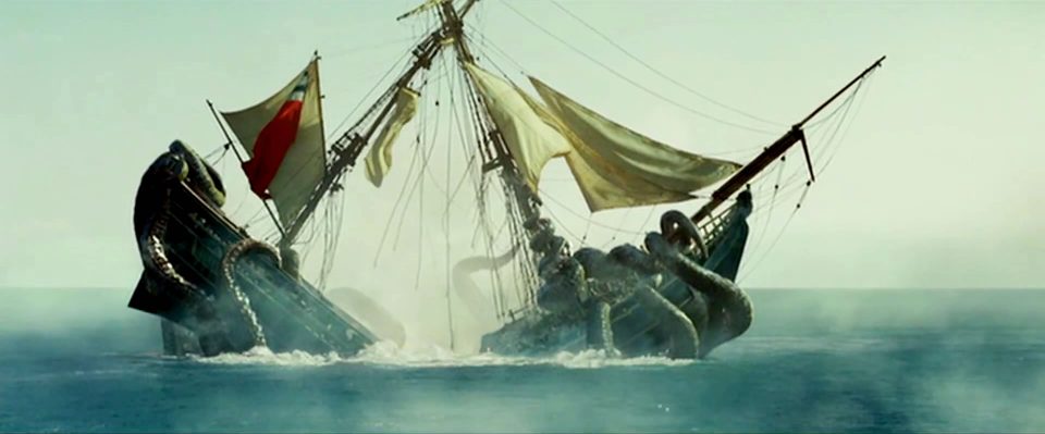 Kraken attacks a ship in Dead Mans Chest