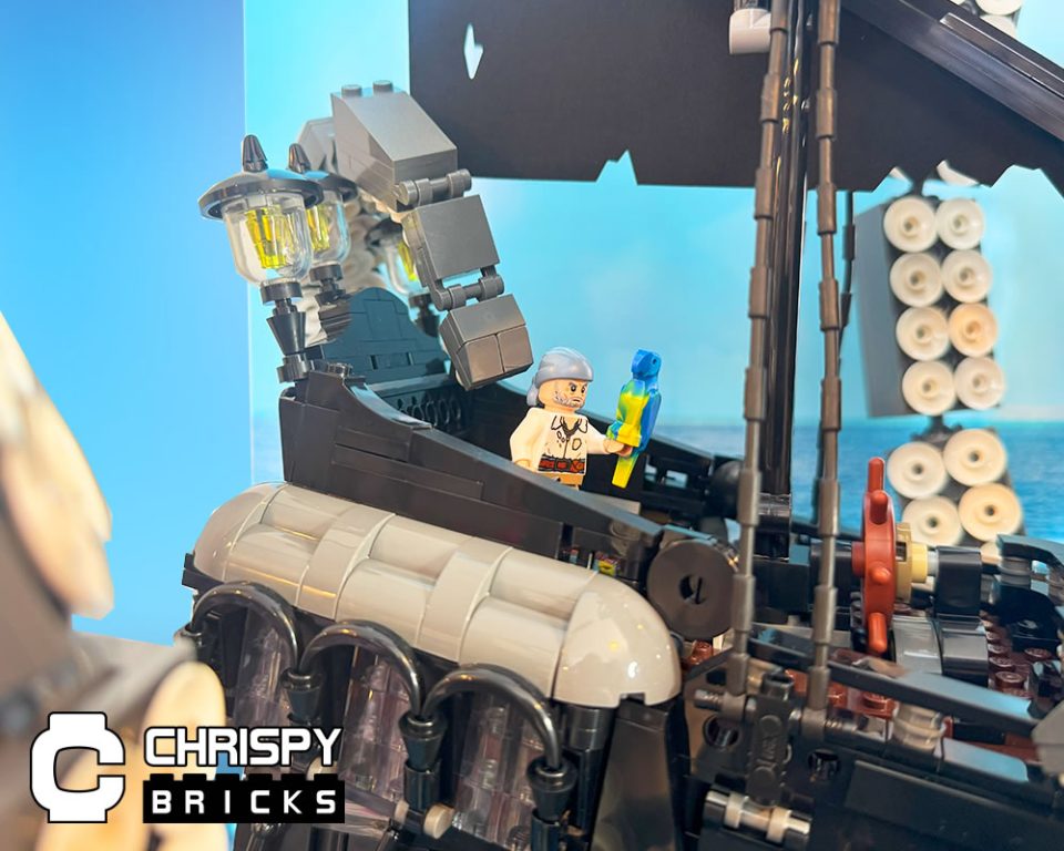 Cotton minifigure evading kraken's tentacles on stern castle of 10365 Black Pearl