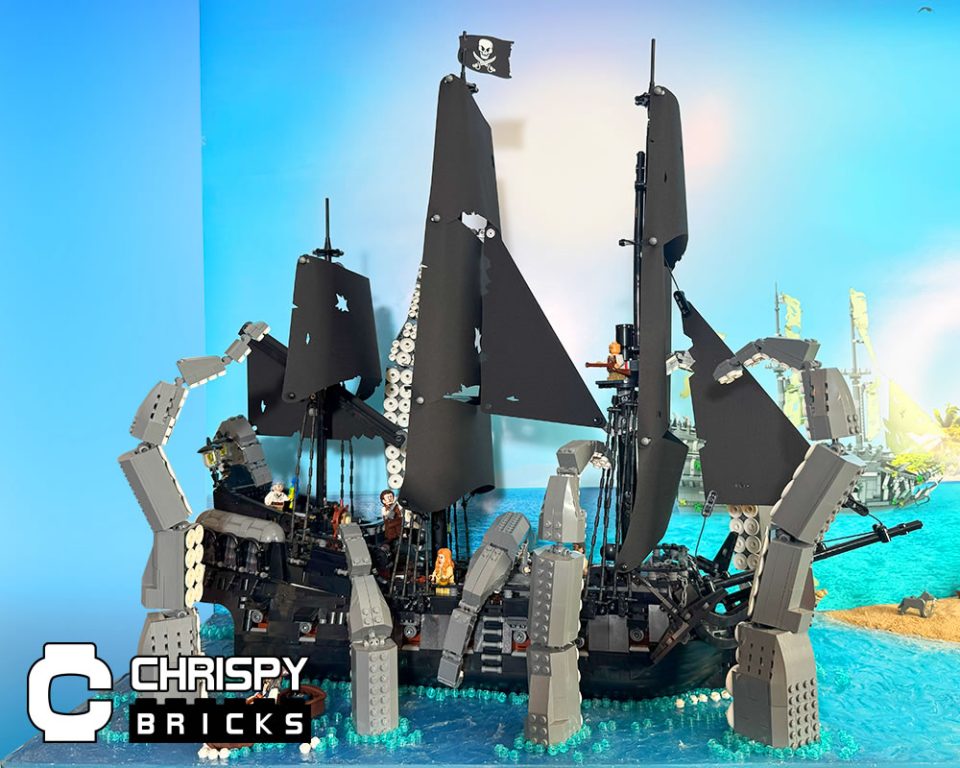 Broadside of 10365 Black Pearl wrapped in kraken's tentacles