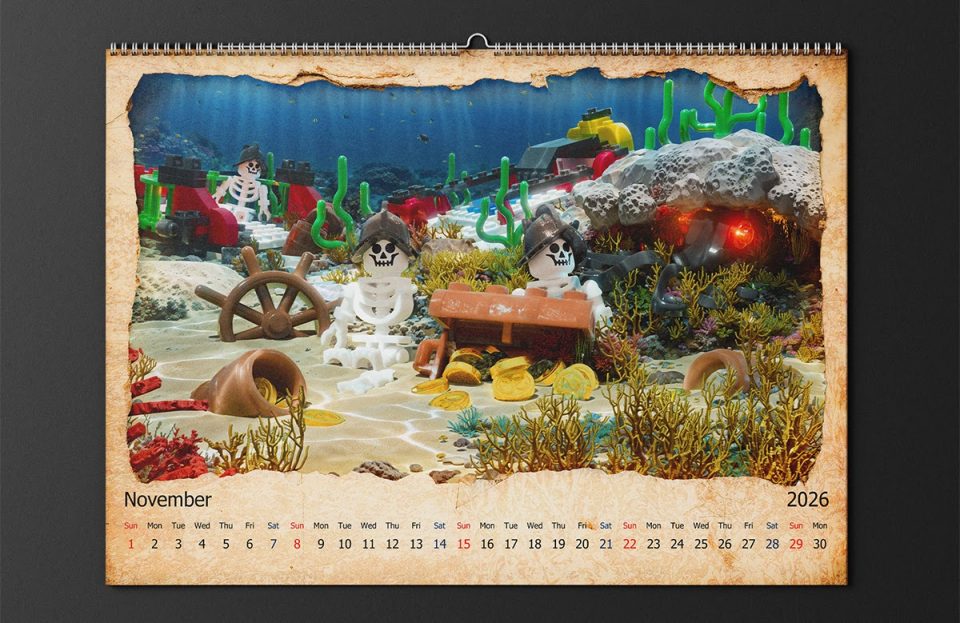 November page from 2026 LEGO Pirates Calendar by Mariusz Pietruszka