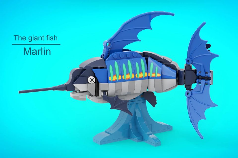 Click here to enlarge image Brick-built marlin from "The Old Man and the Sea" by IYan Ha