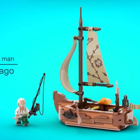 Minfigure and boat from “The Old Man and the Sea” by IYan Ha
