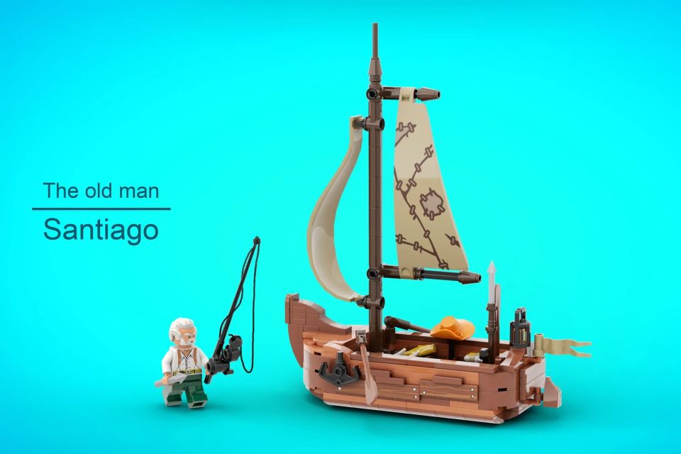 Click here to enlarge image Minfigure and boat from "The Old Man and the Sea" by IYan Ha