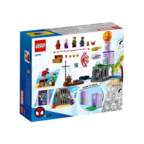 Back of the box for 10790 Team Spidey at Green Goblins Lighthouse