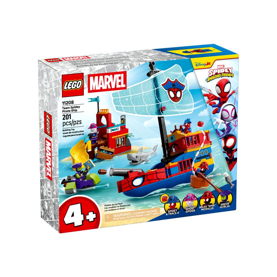Front of the box for 11208 Team Spidey Pirate