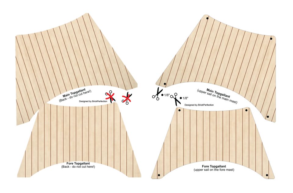 Fabric Sails Template for 910059 Privateer Frigate Fortuna by BrickPerfection