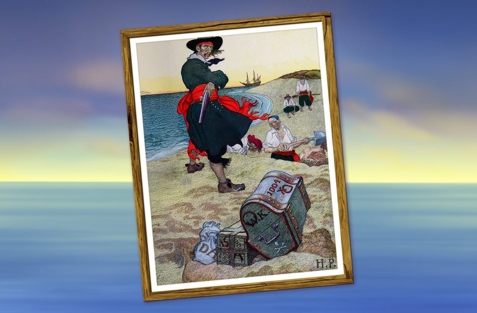 Captain William Kidd burying treasure