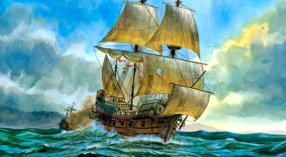 "Golden Hind" painting by Patrick Obryen