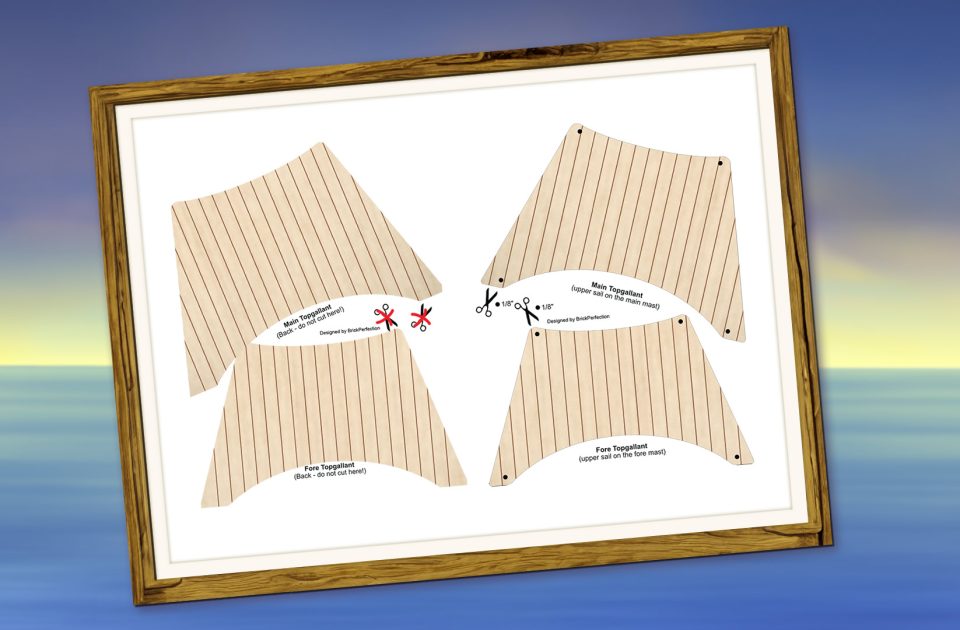 Click here to enlarge image Fabric Sails Template for 910059 Privateer Frigate Fortuna by BrickPerfection