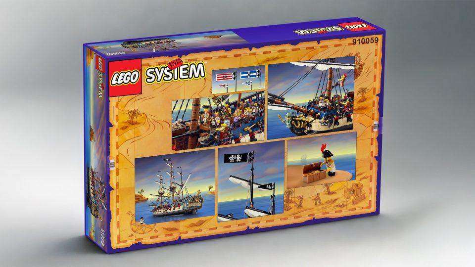 Back of LEGO SYSTEM box for 910059 Privateer Frigate Fortuna