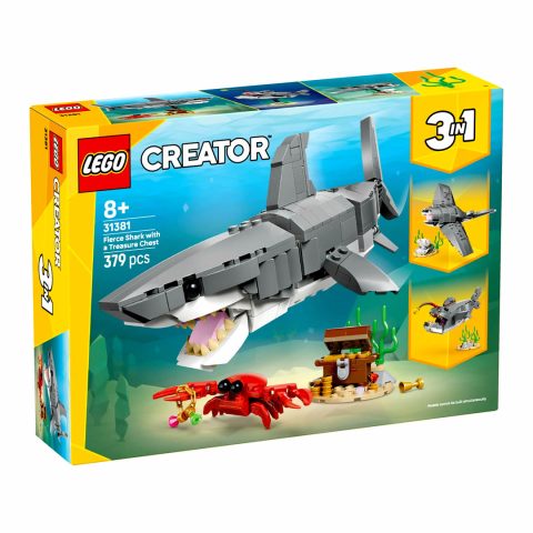 Front of the box for Creator 31381 Fierce Shark with a Treasure Chest