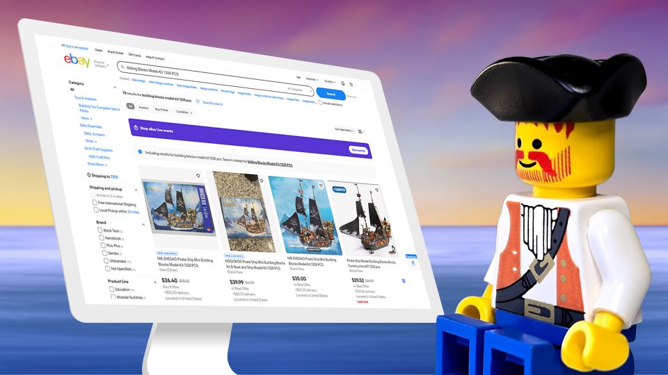 Merchant Steve browsing Creator Pirate Ship Knockoffs on eBay