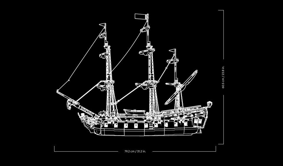 Click here to enlarge image Dimensions of 910059 Privateer Frigate Fortuna