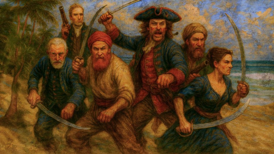 Not quite privateers in the style of a Baroque Oil Painting