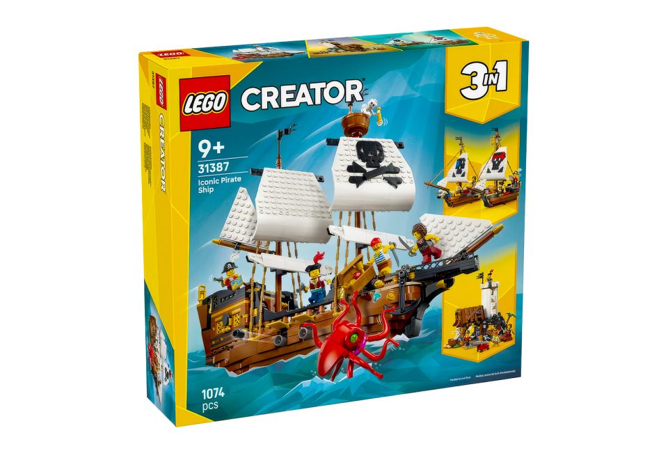 Front of the box for 31387 Iconic Pirate Ship