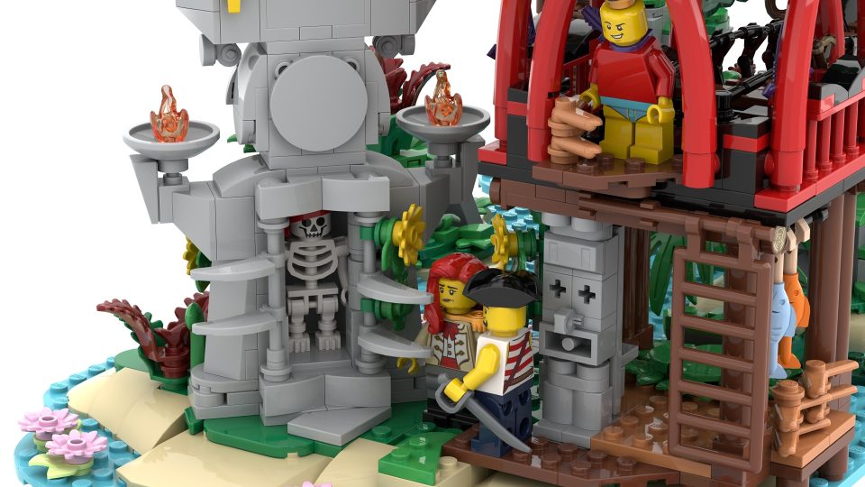Pirates investigating the moai prison on "Mysterious Isle" by 7DeadlyBricks