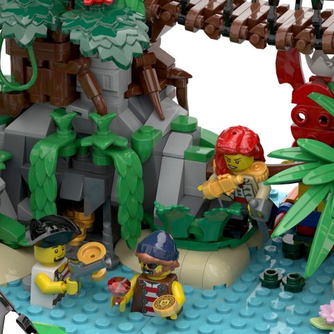 Pirates plundering “Mysterious Isle” by 7DeadlyBricks