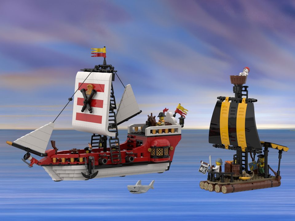 "Redcoats Ship vs Pirate Raft" by Lacike