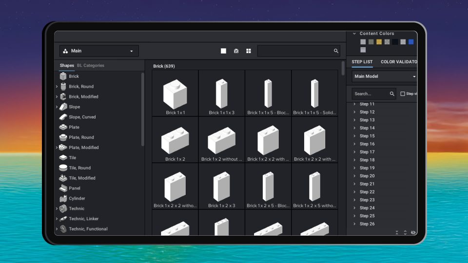 Screenshot of the BrickLink Designer palette from within Studio