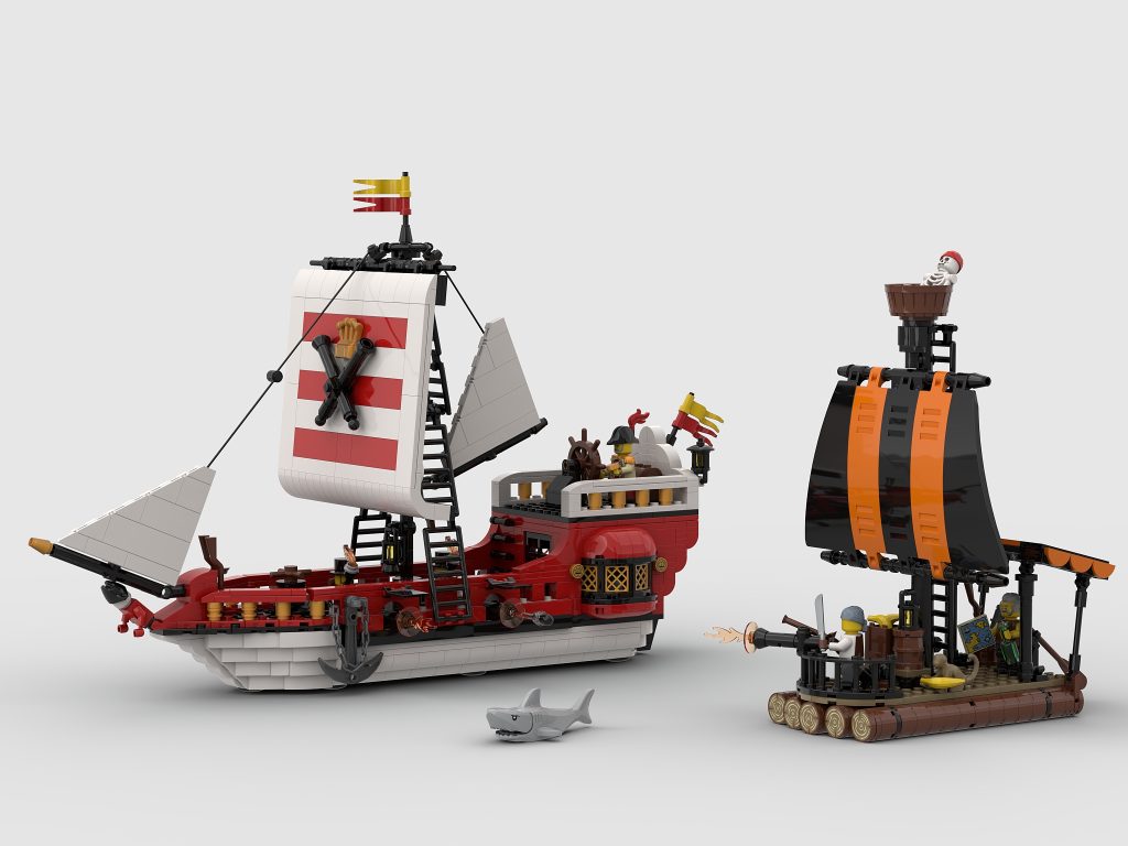 "Redcoats Ship vs Pirate Raft" by Lacike